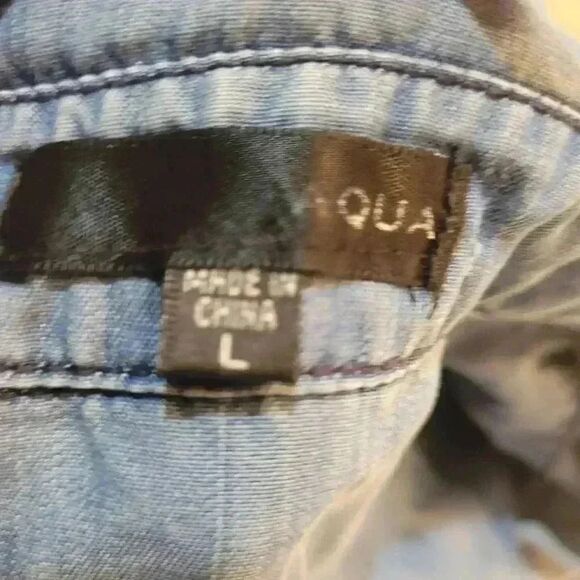 Aqua Women's Blue Med. Wash Tencil Chambray 1/2 Button Front Shirt w Collar & Po - Picture 8 of 9